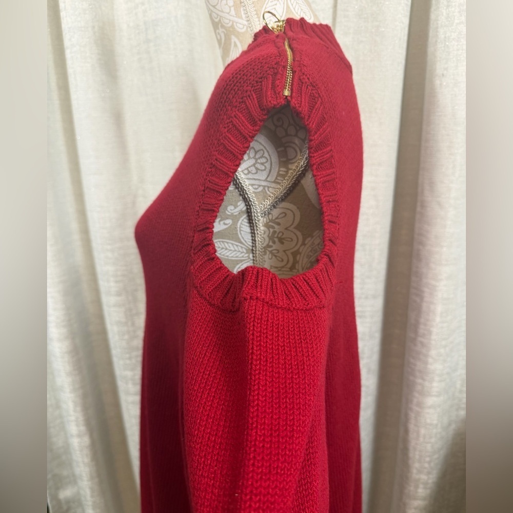 Susan Graver Red Cold Shoulder Knit Sweater Women’s 3X Cotton Blend Pullover - Picture 3 of 12